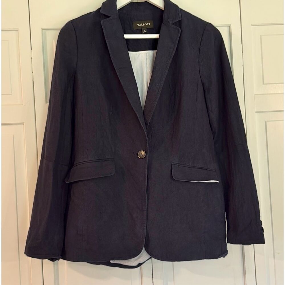 Talbots 100% Linen Classic Single Button Blazer 4 - image 2